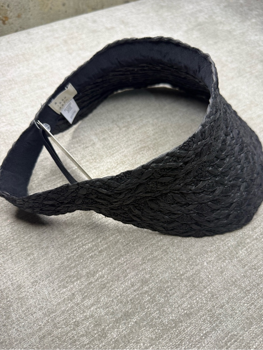 NWT A New Day Black Straw Visor Sun Hat Adjustable One Size Beach Vacation